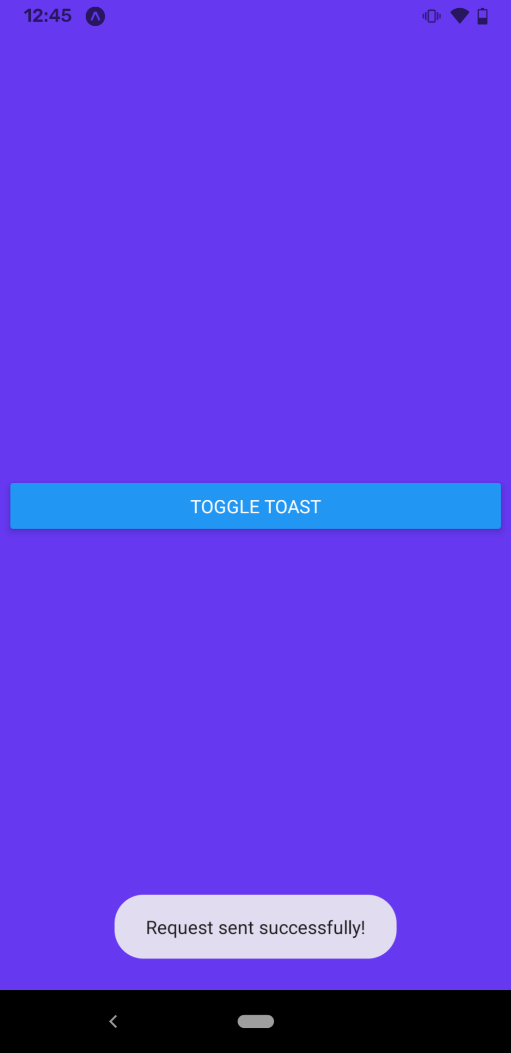 Pixel 3a showing toast message in an Expo app