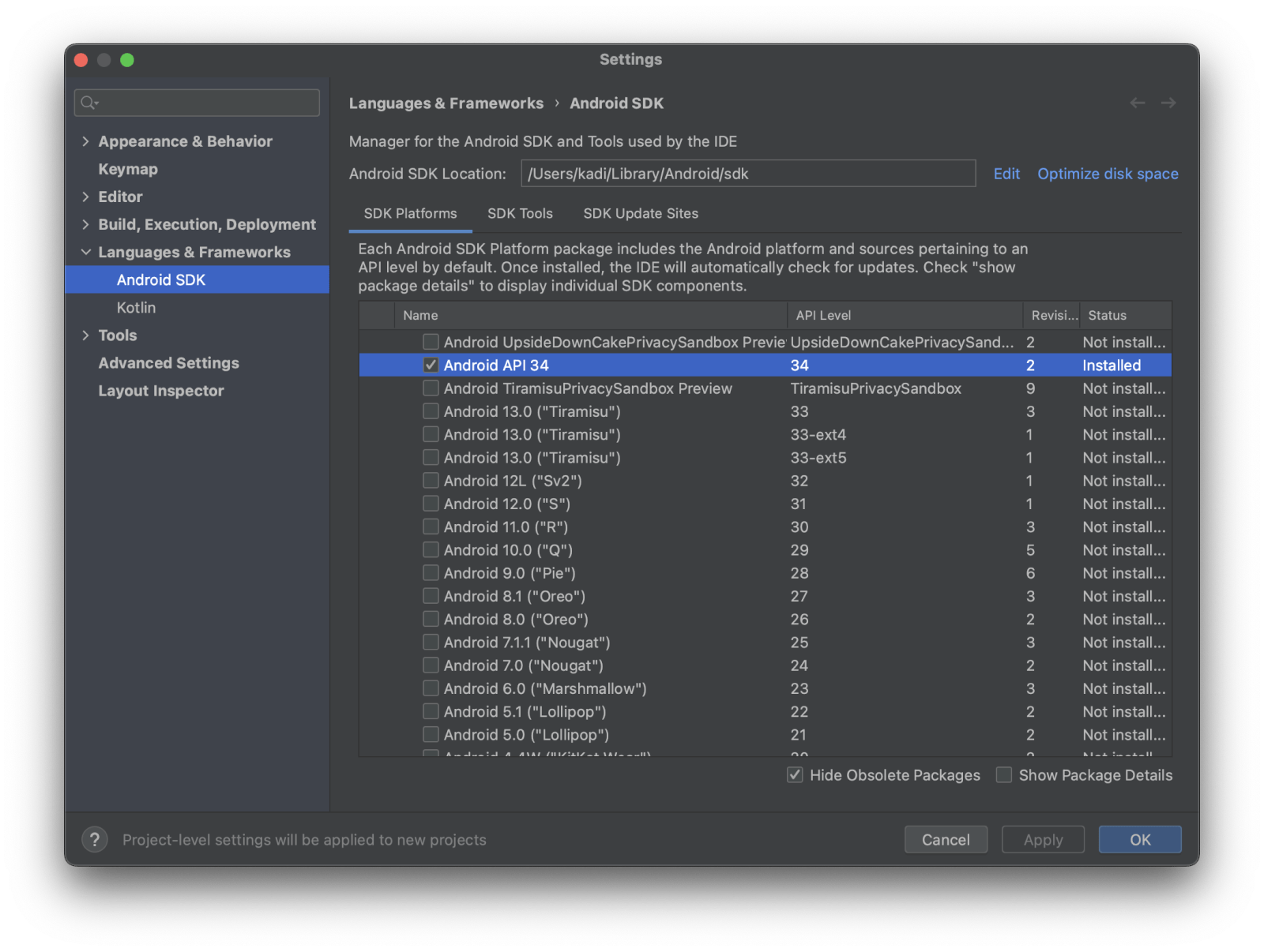 Android SDK Platforms