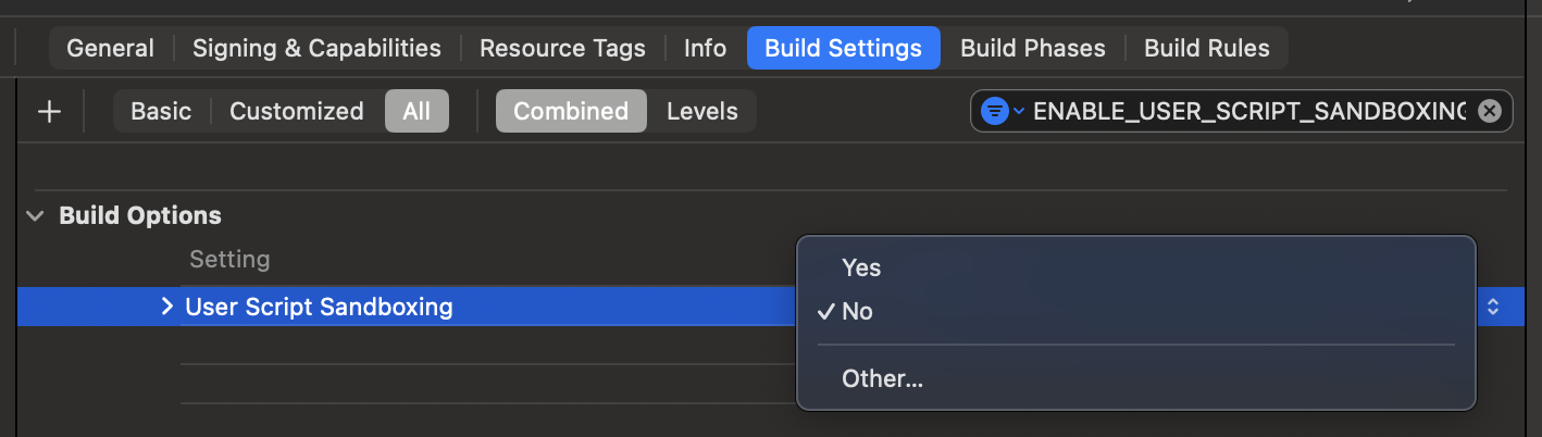 Xcode Build Settings