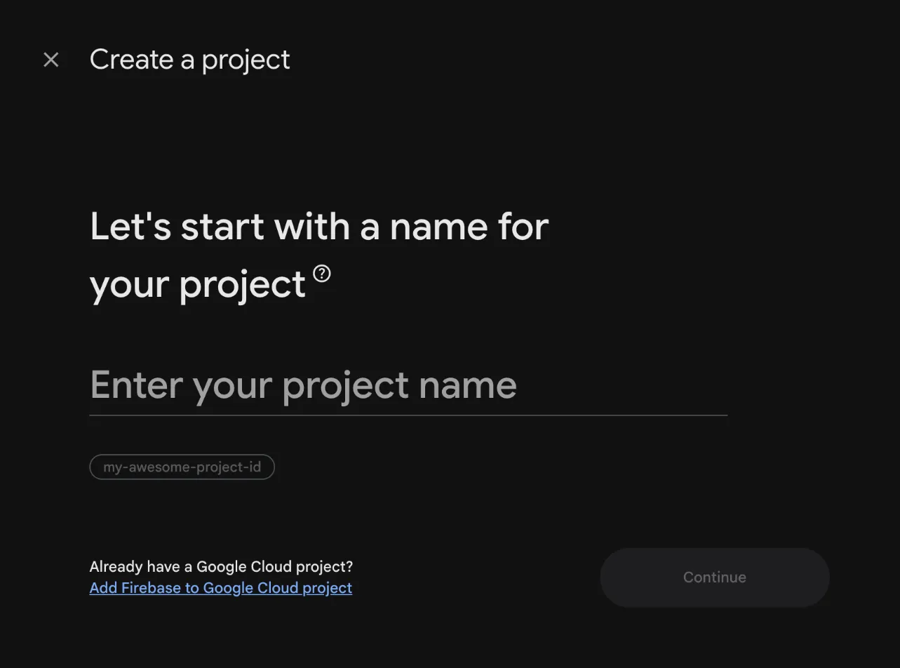 Create a project in the Firebase Console