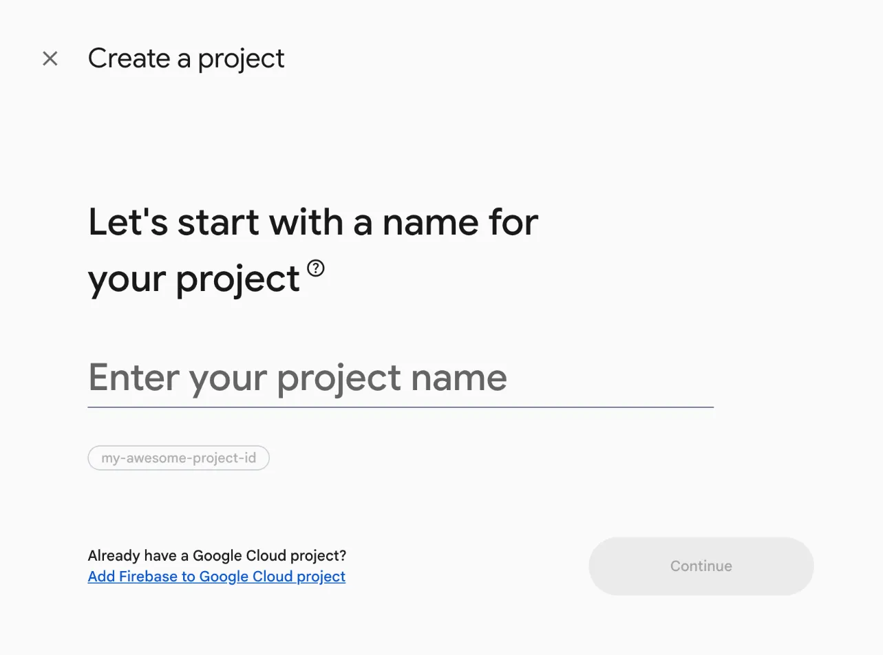 Create a project in the Firebase Console
