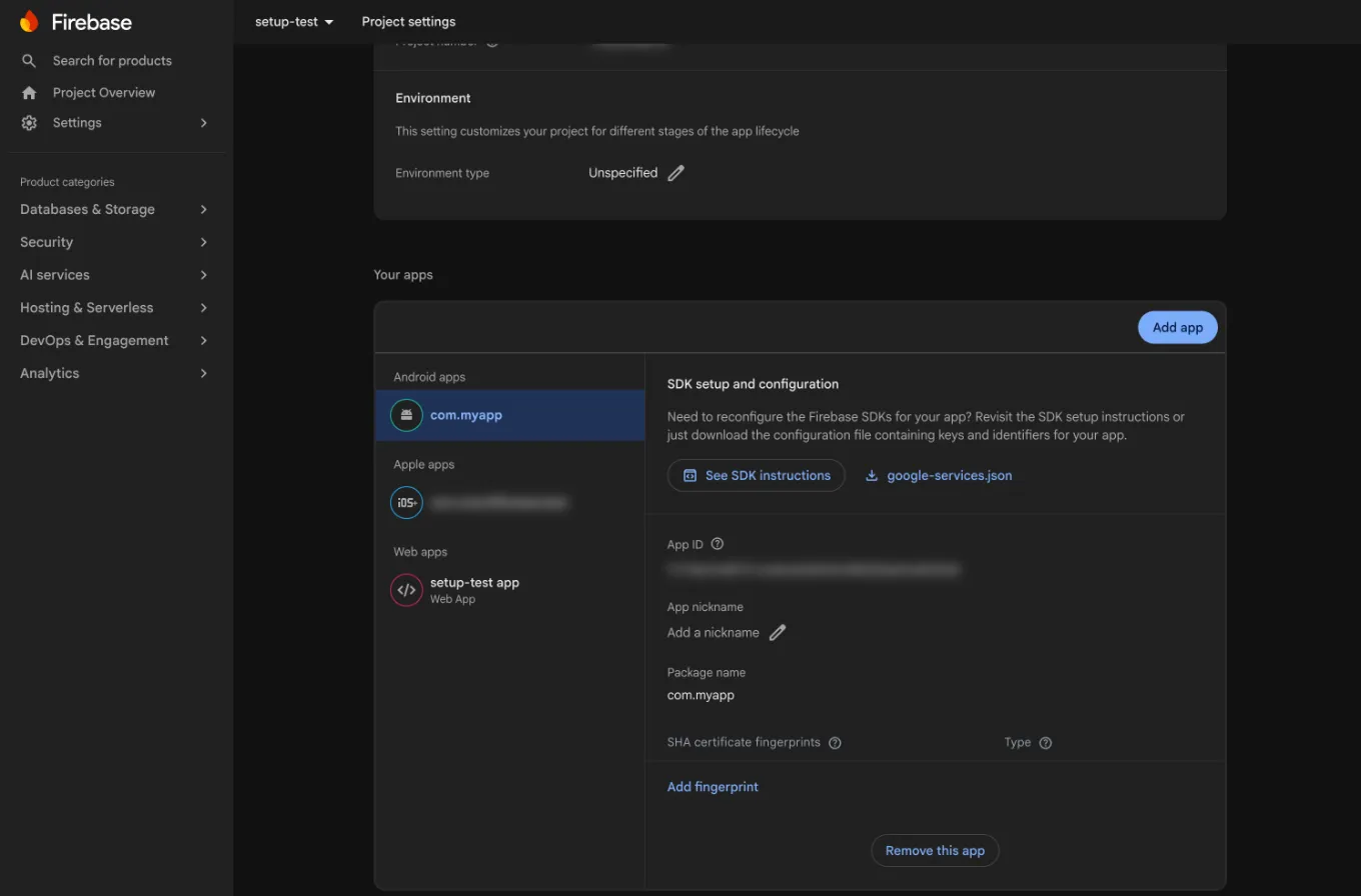 Download google-services.json from Firebase Cloud Console