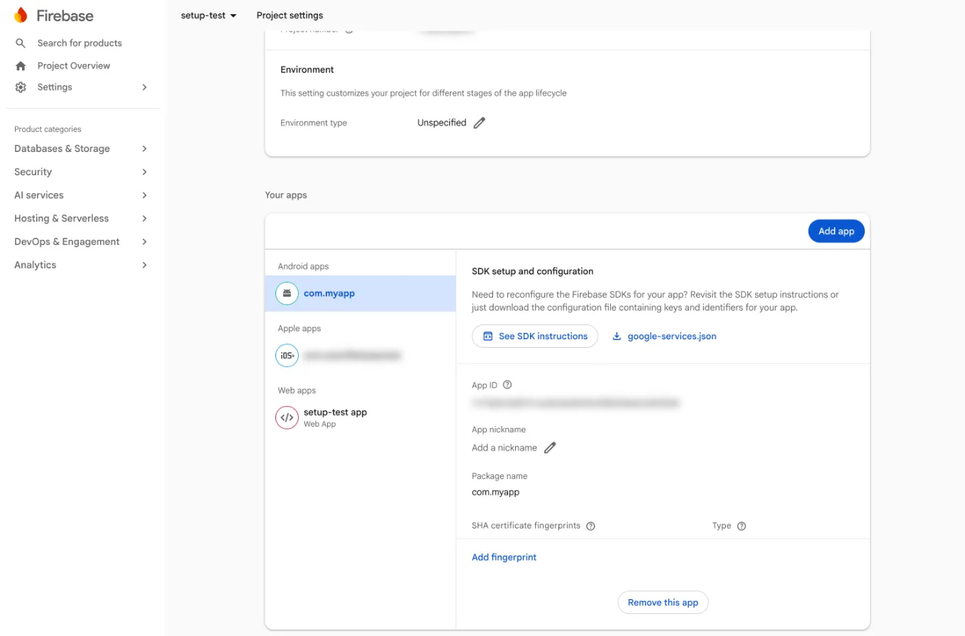 Download google-services.json from Firebase Cloud Console