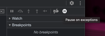 Enable Pause on exceptions in the right panel of the sources tab