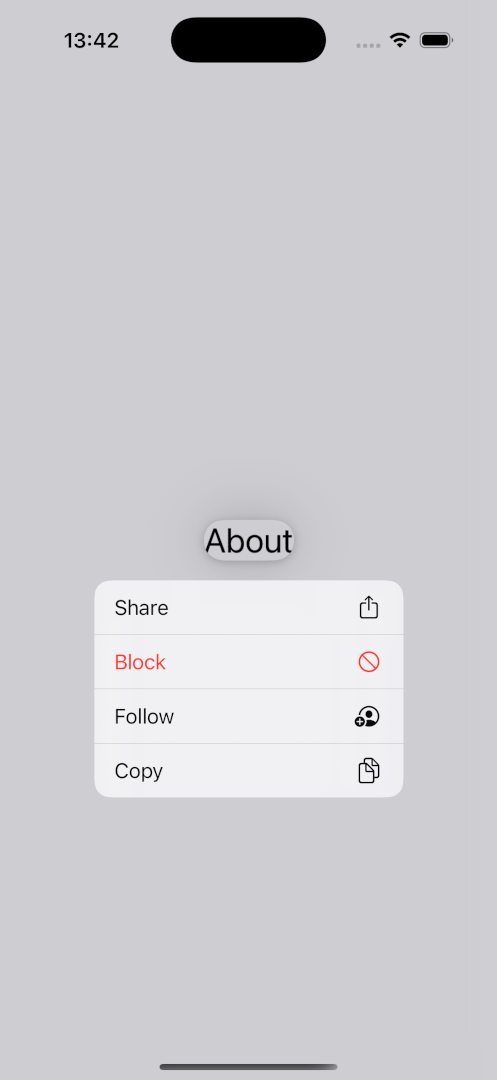 A screenshot of context menu with four elements.