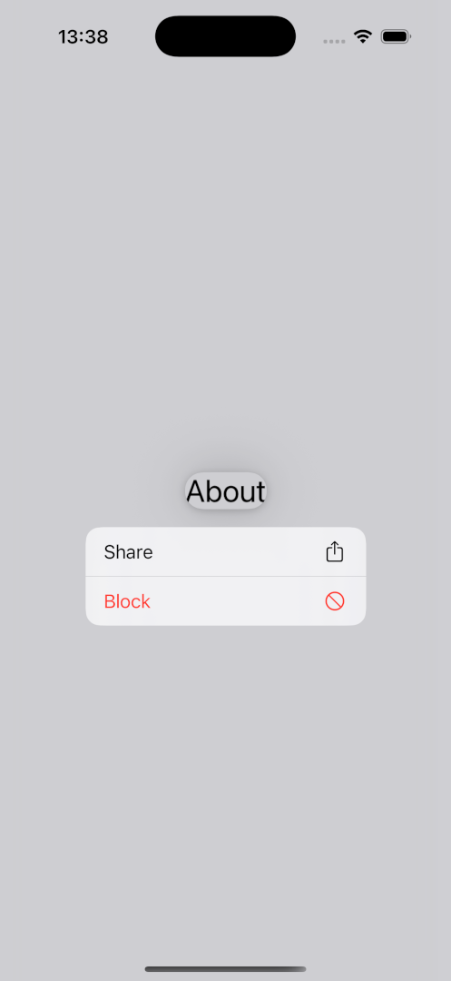 A screenshot of an iOS context menu.