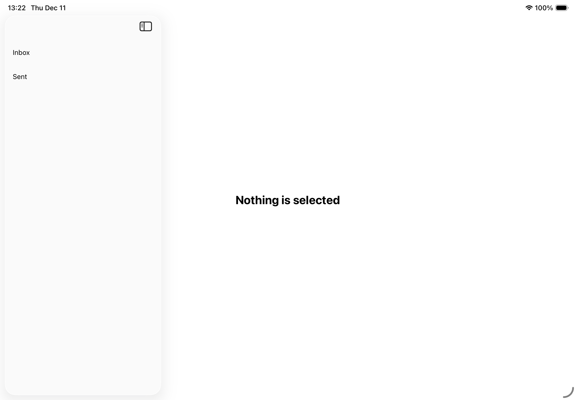 A screenshot of an iPad app using split view with two columns.