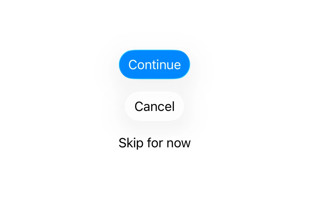Two iOS 26 Liquid Glass buttons — a glassProminent Get started above a glass Learn more