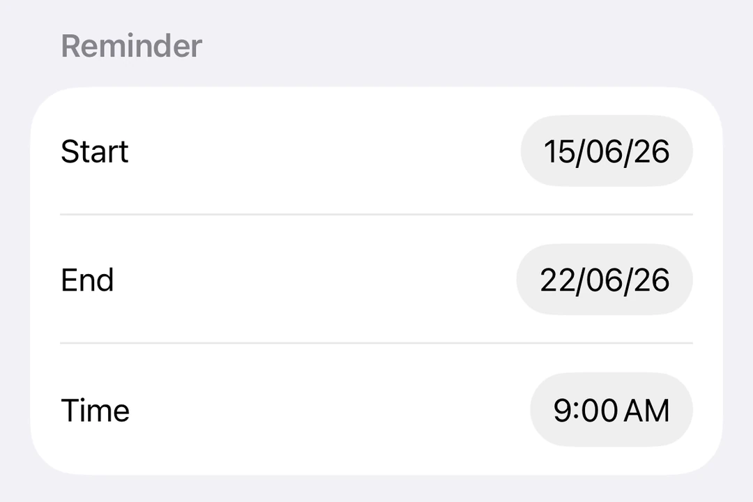 Date and time DatePicker rows inside a Form