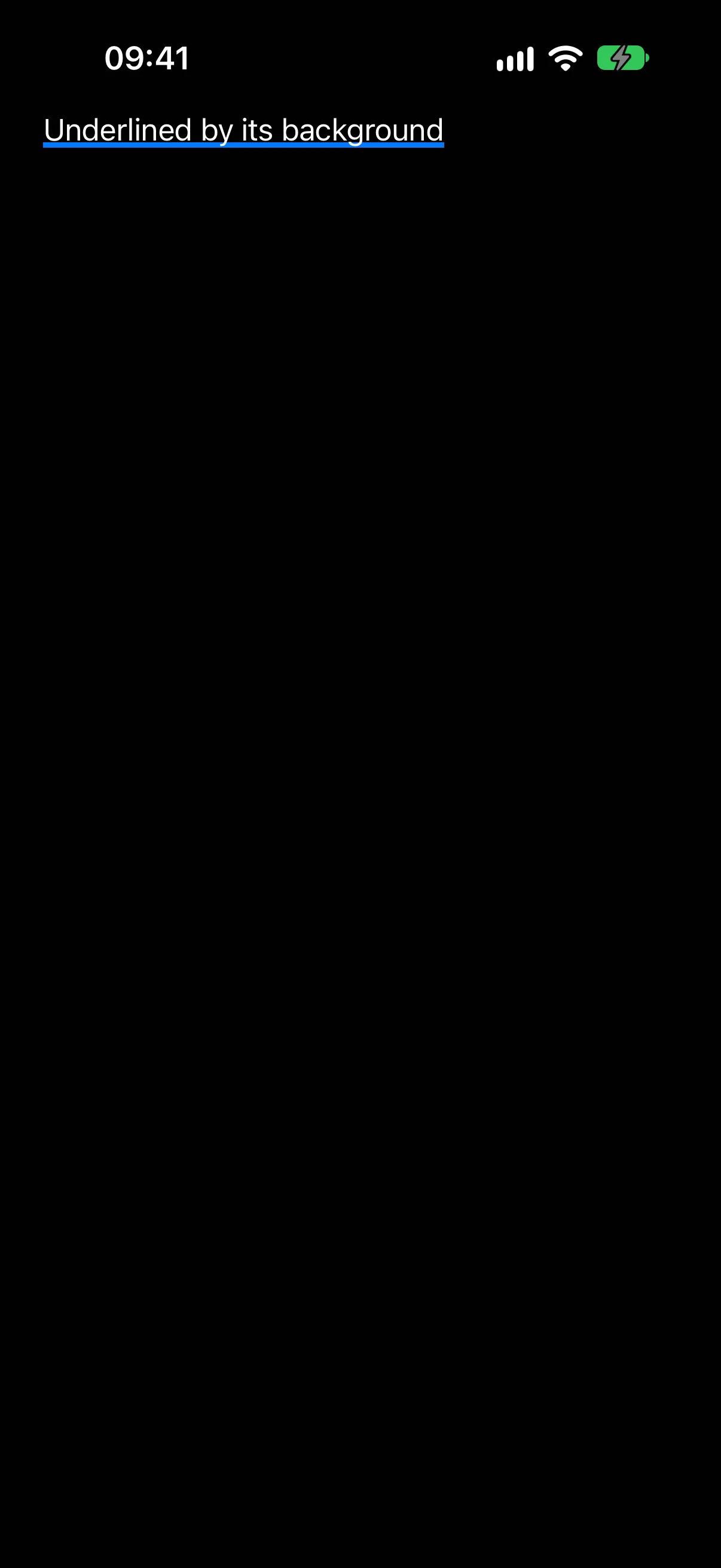 A label with a blue bar aligned to the bottom edge of its background