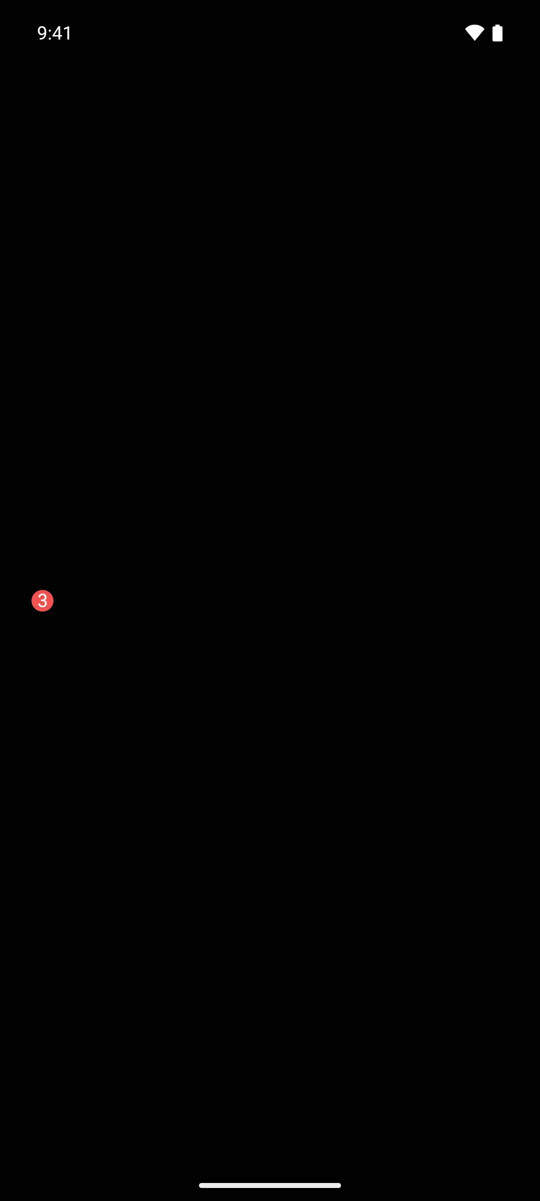 A red circular badge showing the count 3 in white