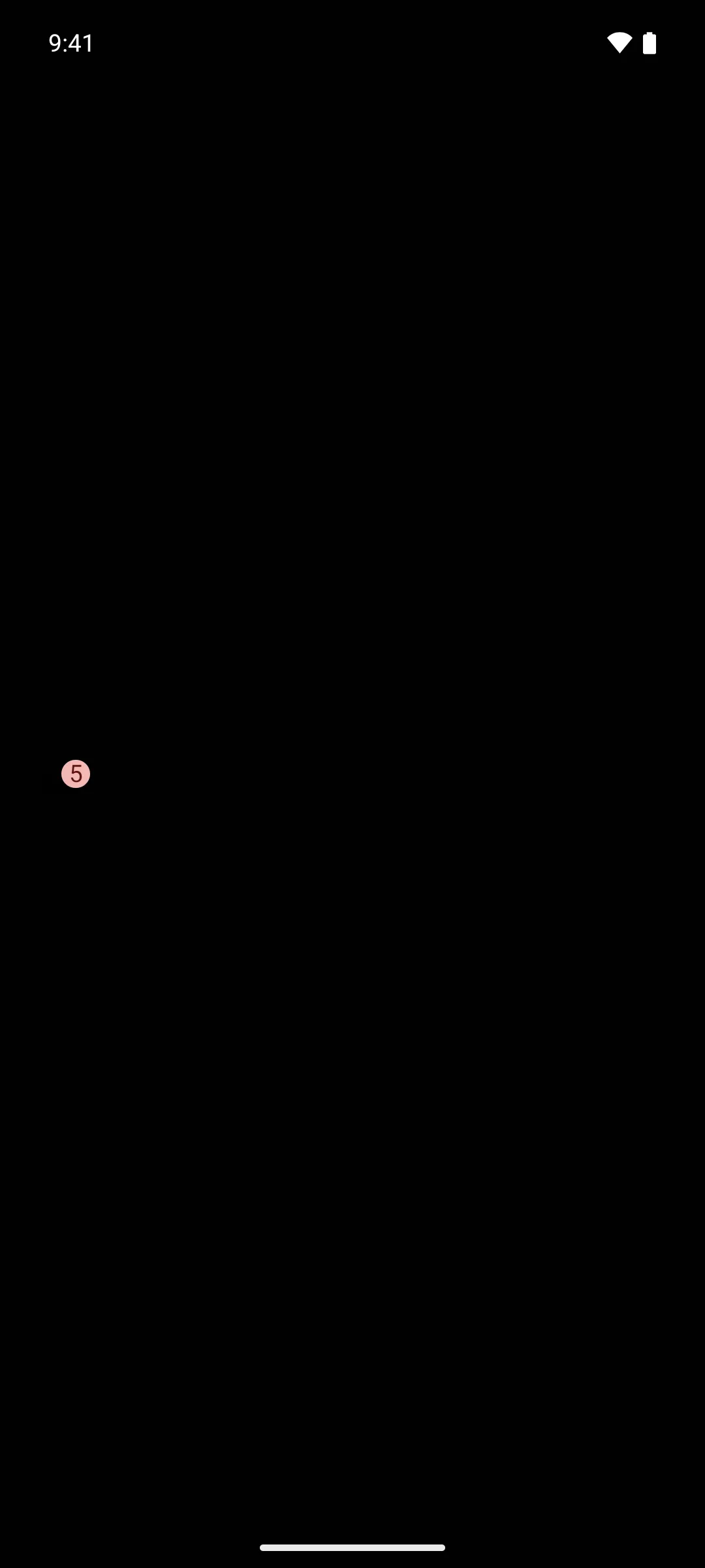 A mail icon with a red badge showing the count 5 on its top right corner