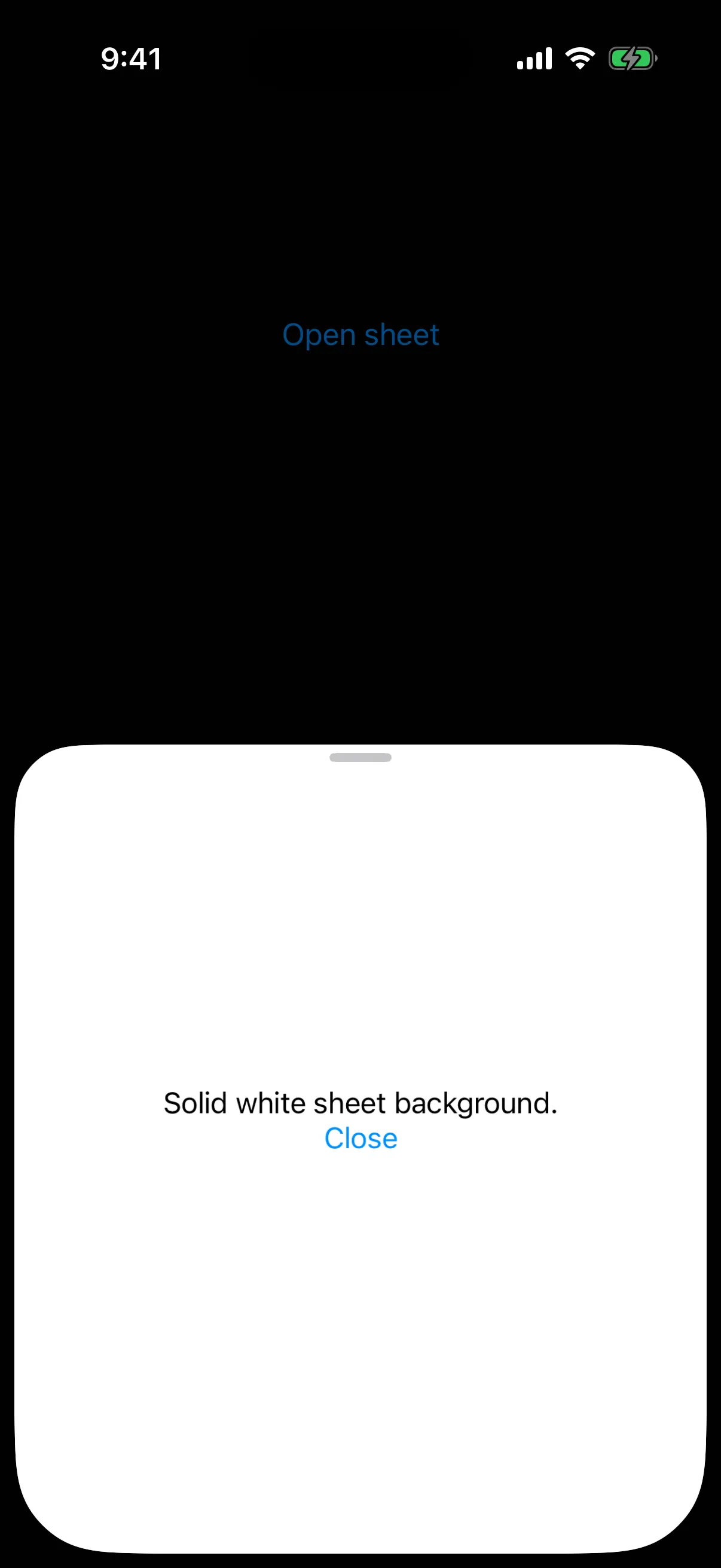 A bottom sheet with a solid white background at the medium detent