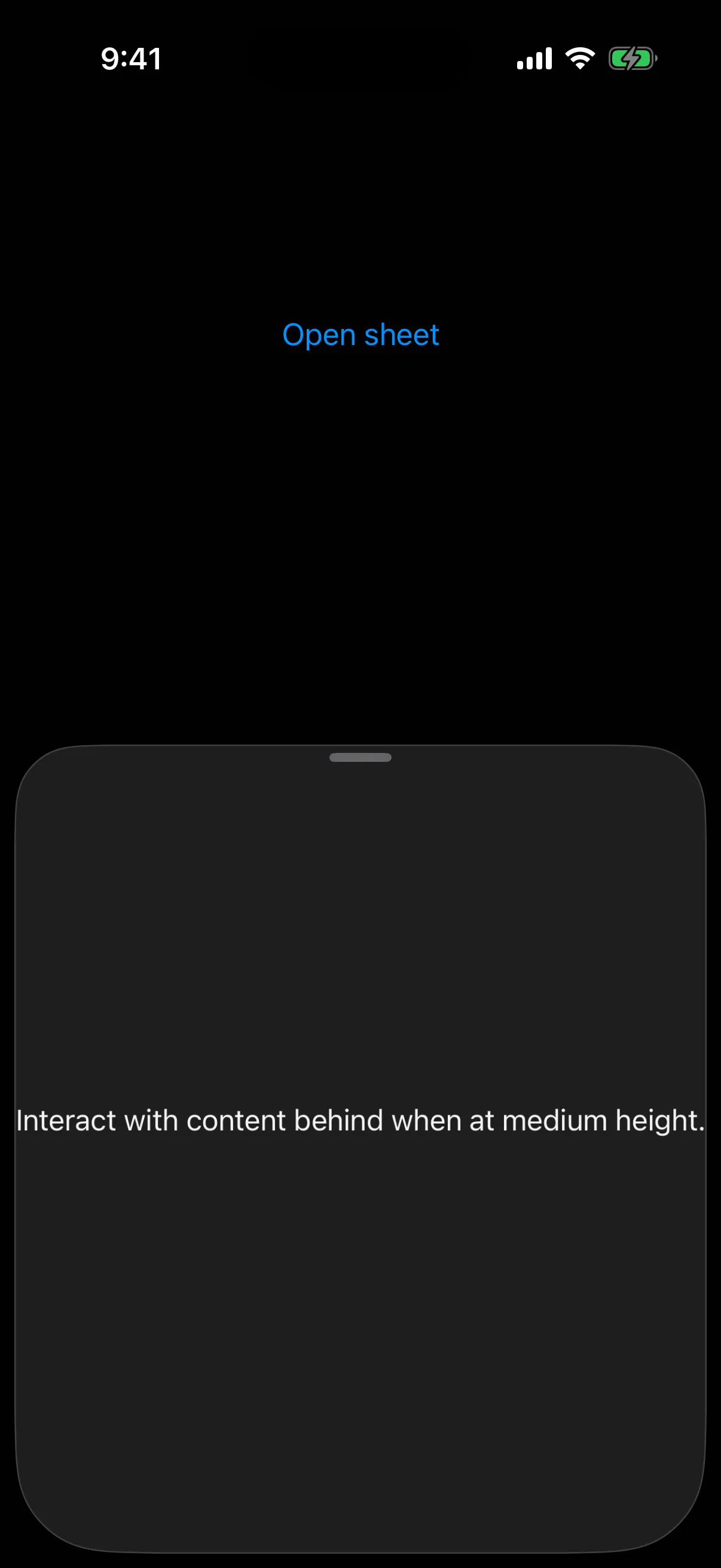 A bottom sheet at the medium detent over an undimmed background
