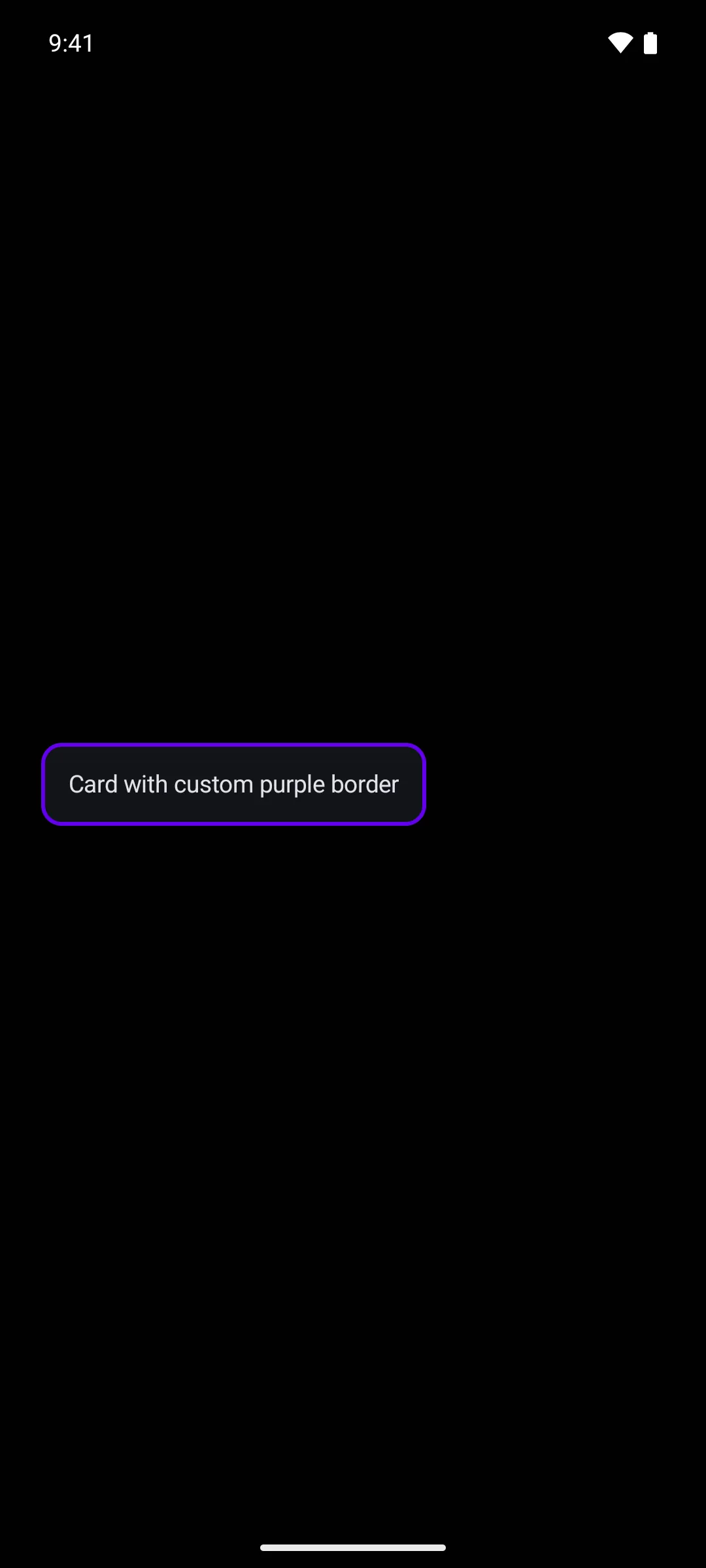 An outlined card with a 2dp purple border