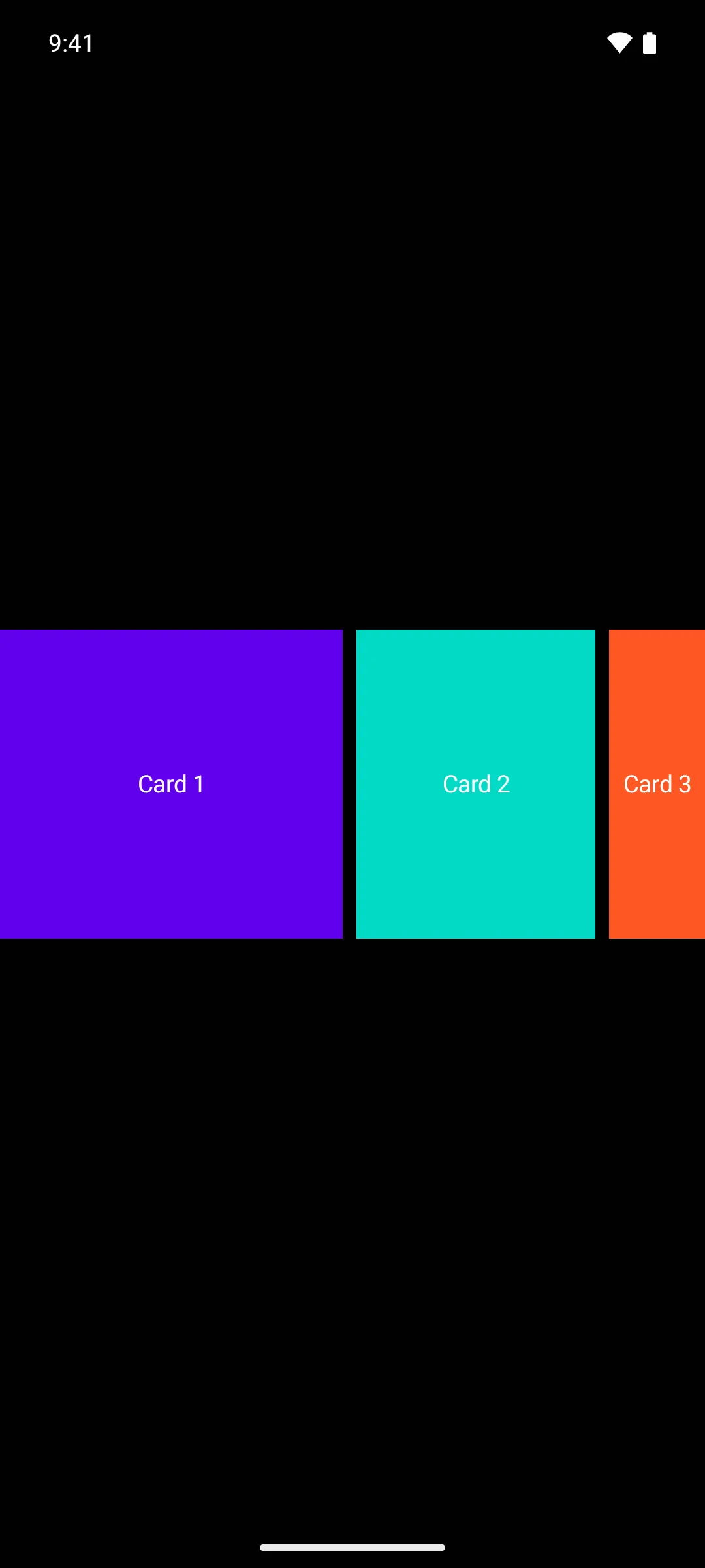 A large first card followed by progressively narrower peek cards