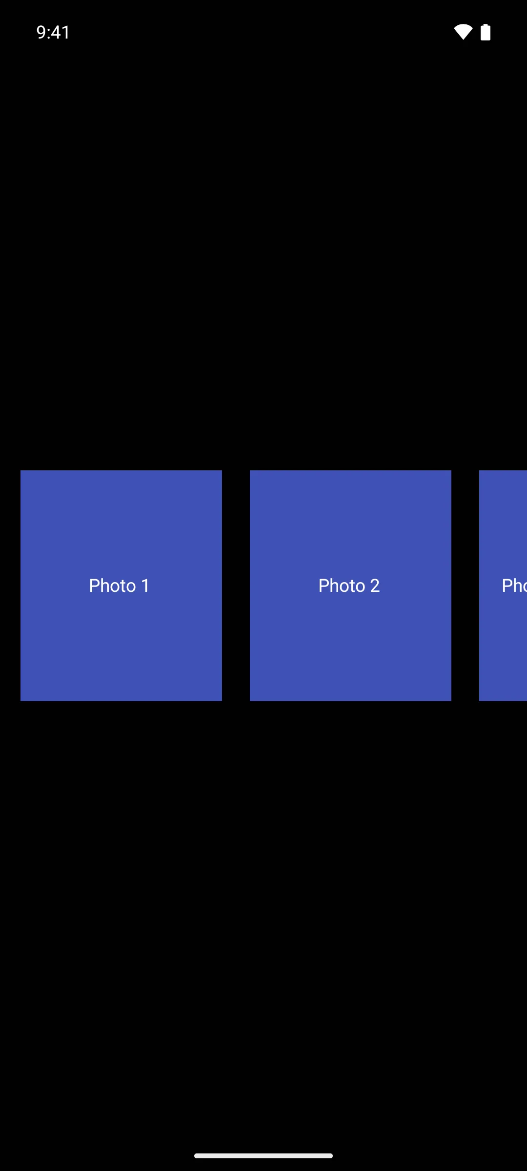 Equal width photo cards scrolling off the edge of the screen