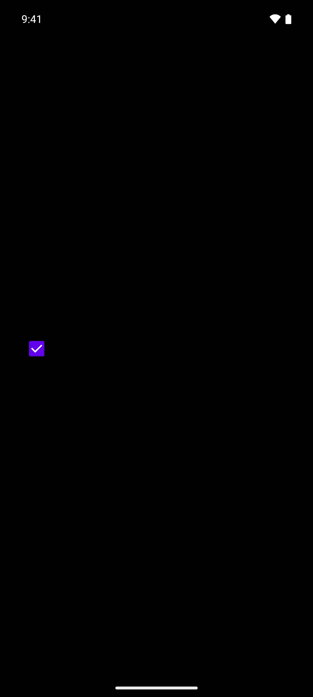 A checked checkbox filled purple with a white checkmark