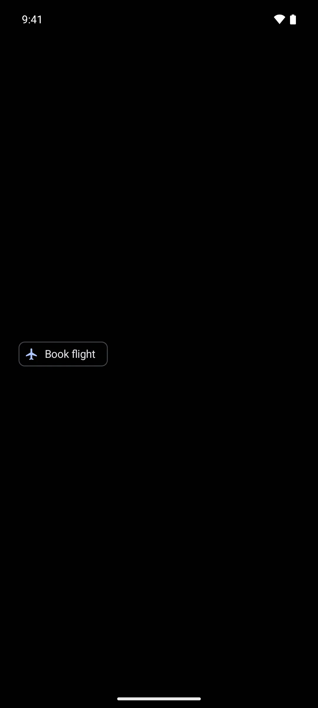 An outlined assist chip with an airplane icon and the label Book flight