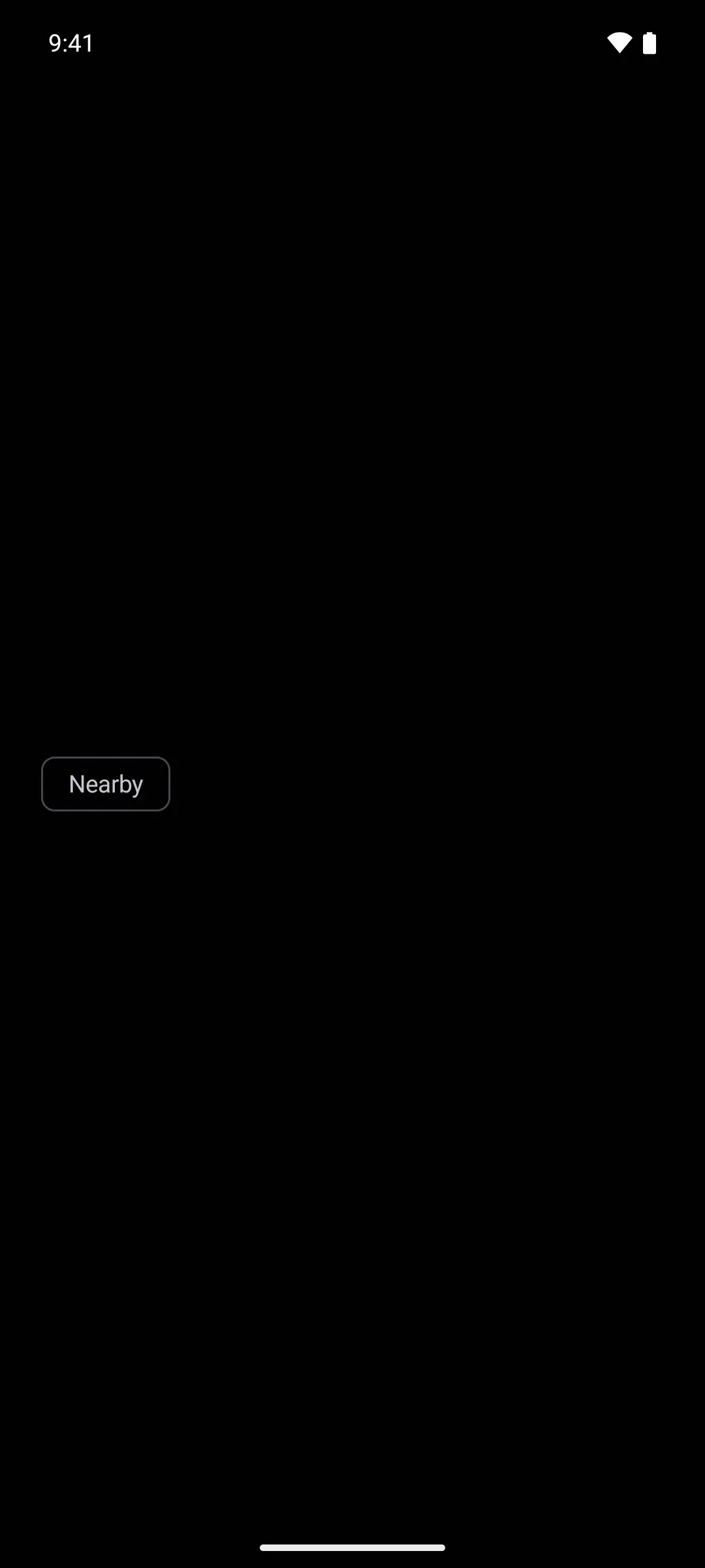 An outlined suggestion chip labeled Nearby