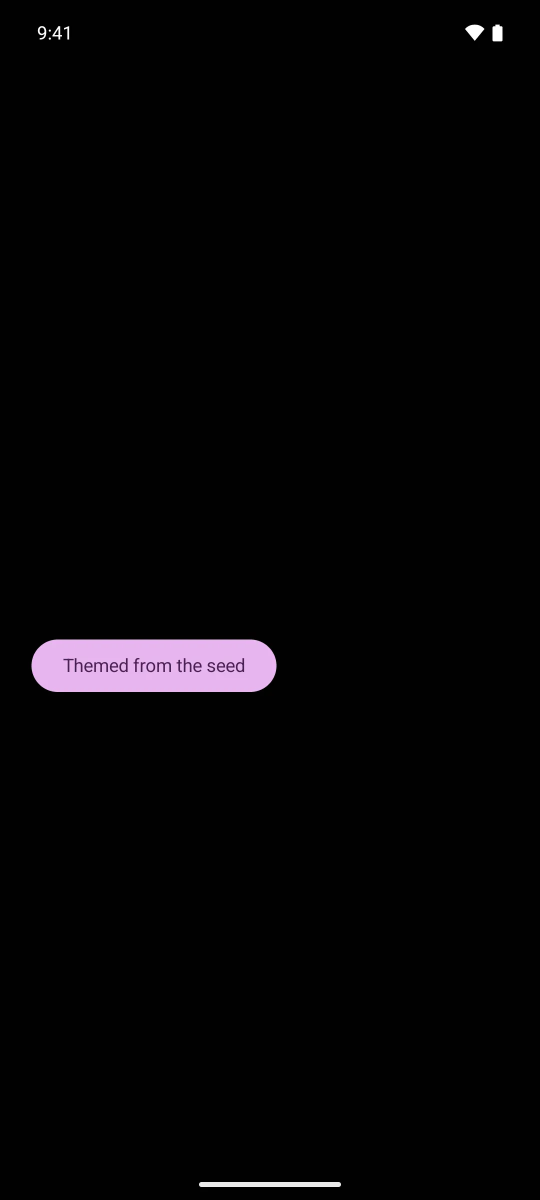 A button in a light purple container with dark purple text, themed from the seed color