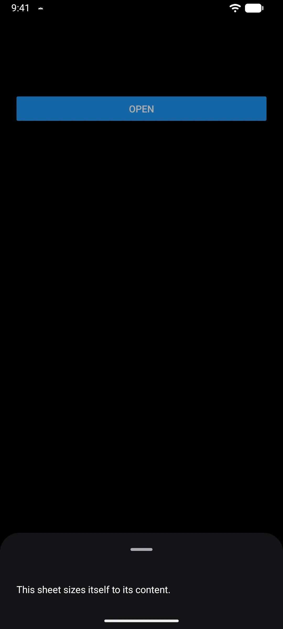 A sheet sized to one line of content
