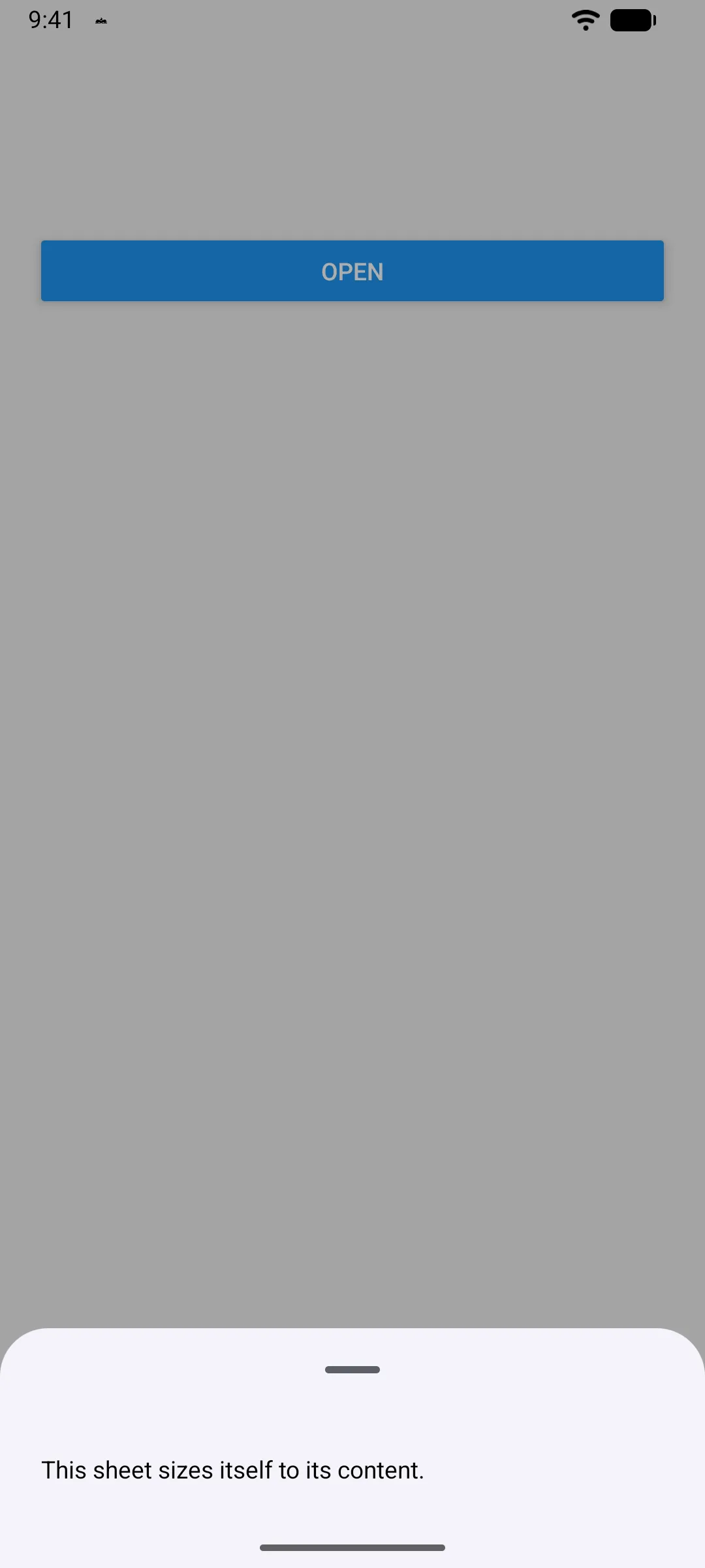 A sheet sized to one line of content