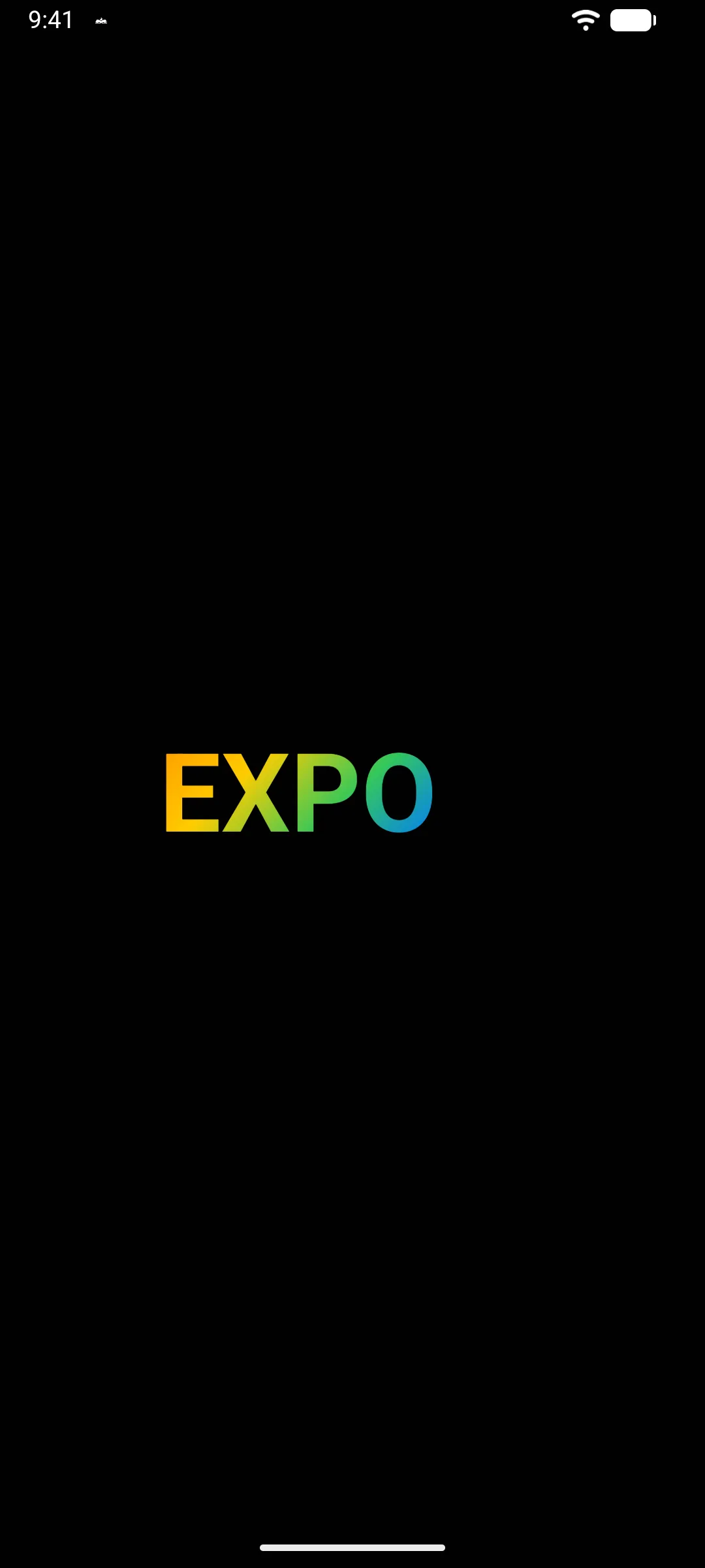 The word EXPO filled with a rainbow gradient