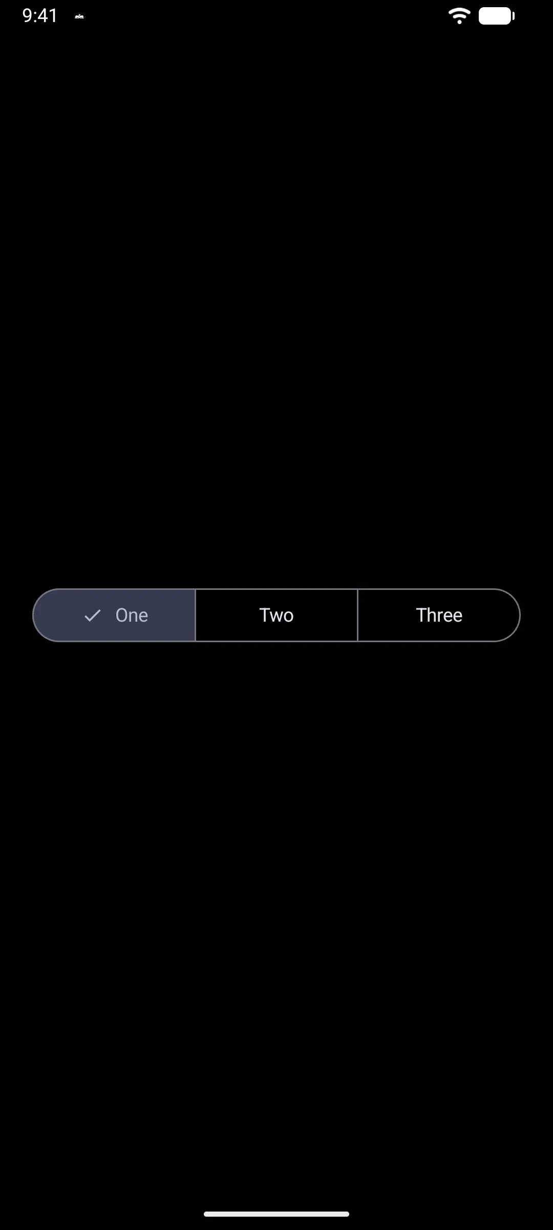 A Material 3 segmented button row with One selected