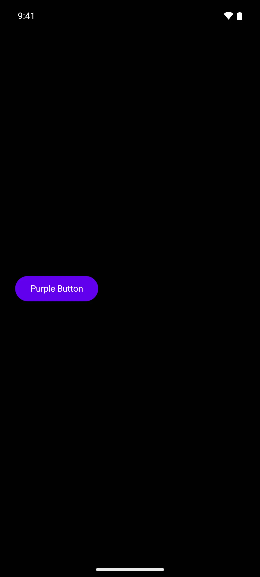 A purple button with white text, overriding the theme container and content colors