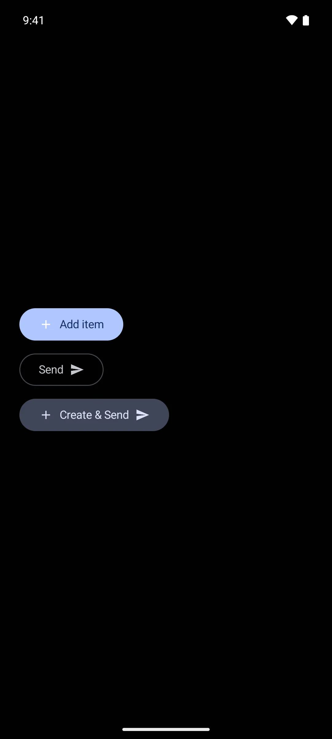 Three buttons showing a leading icon, a trailing icon, and both icons at once