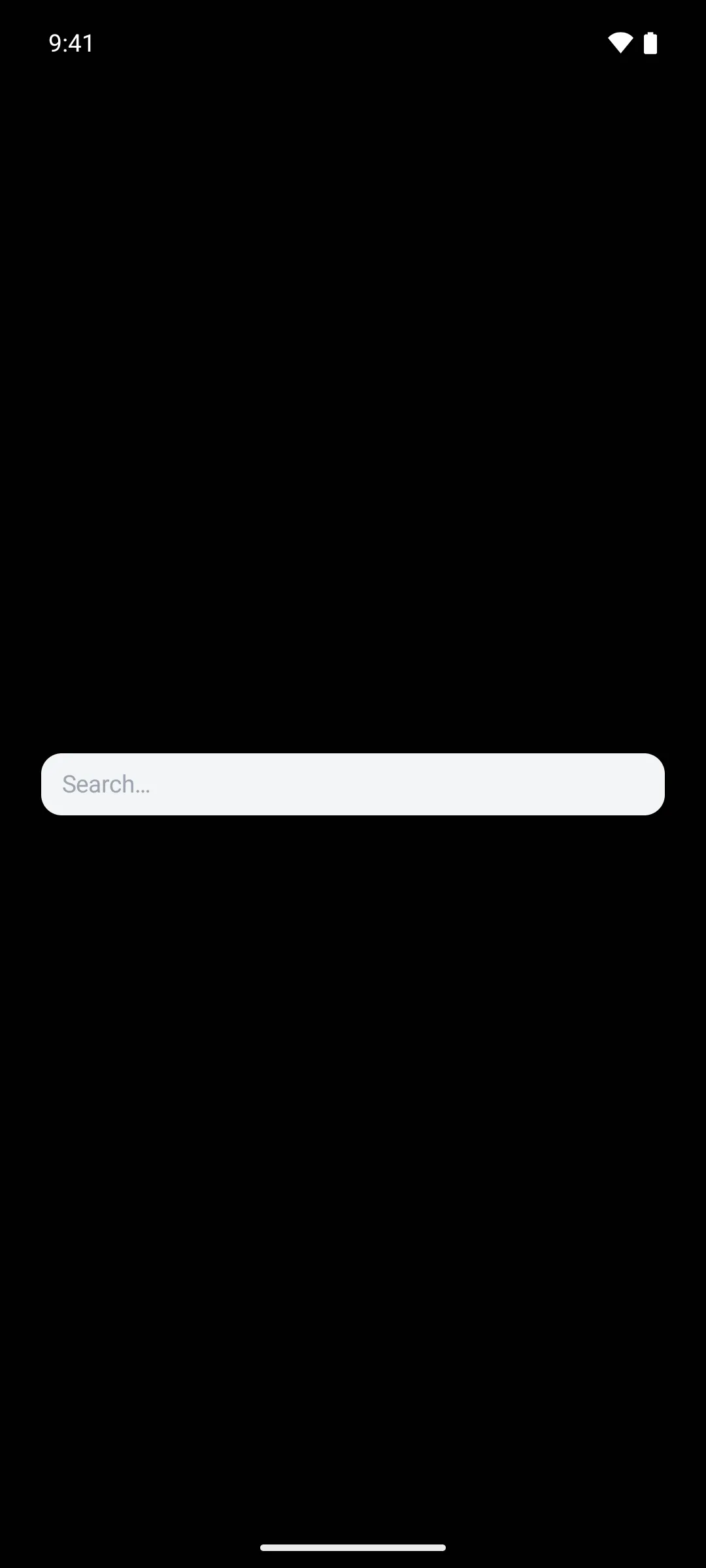 An unstyled text field drawn as a full-width rounded grey pill with a Search placeholder