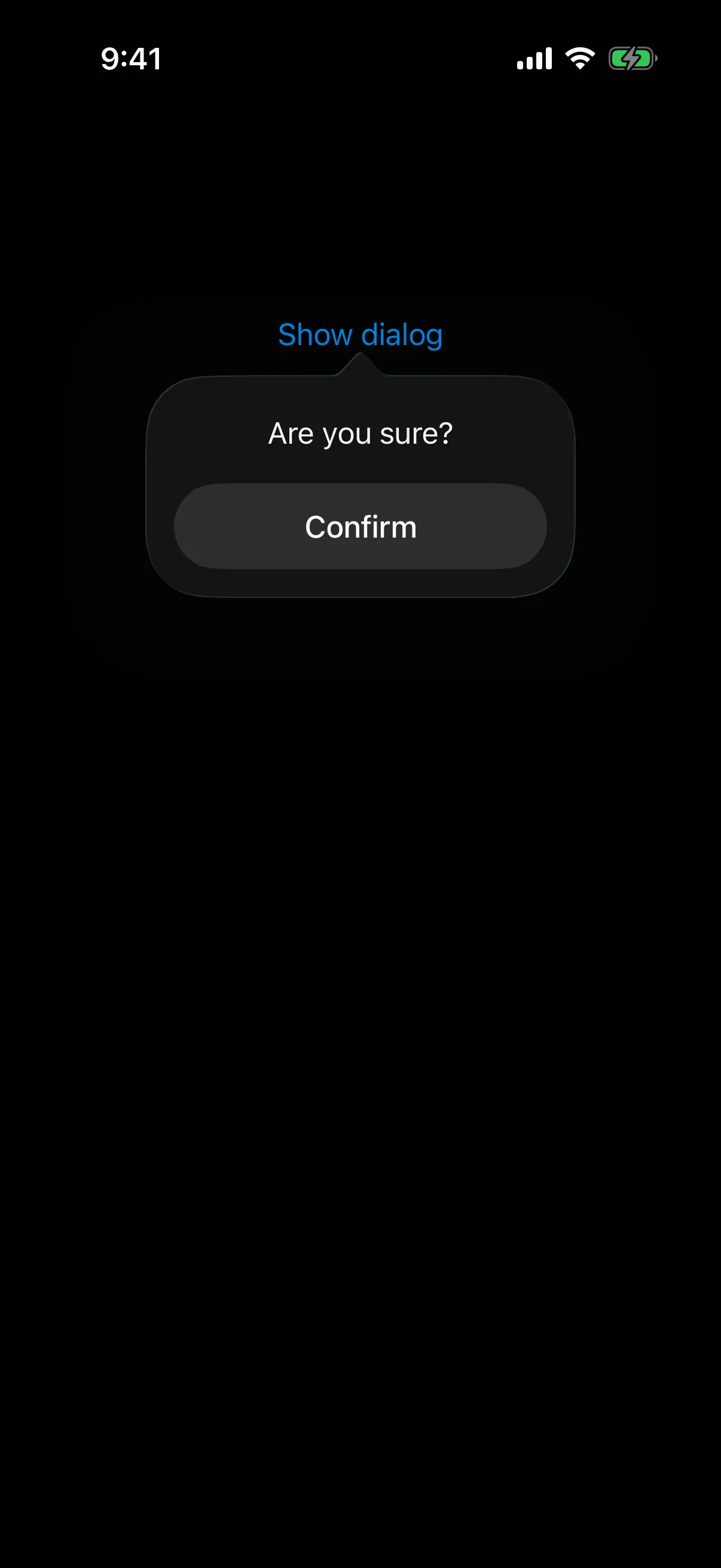 A dialog anchored under the trigger, titled Are you sure? with a Confirm button
