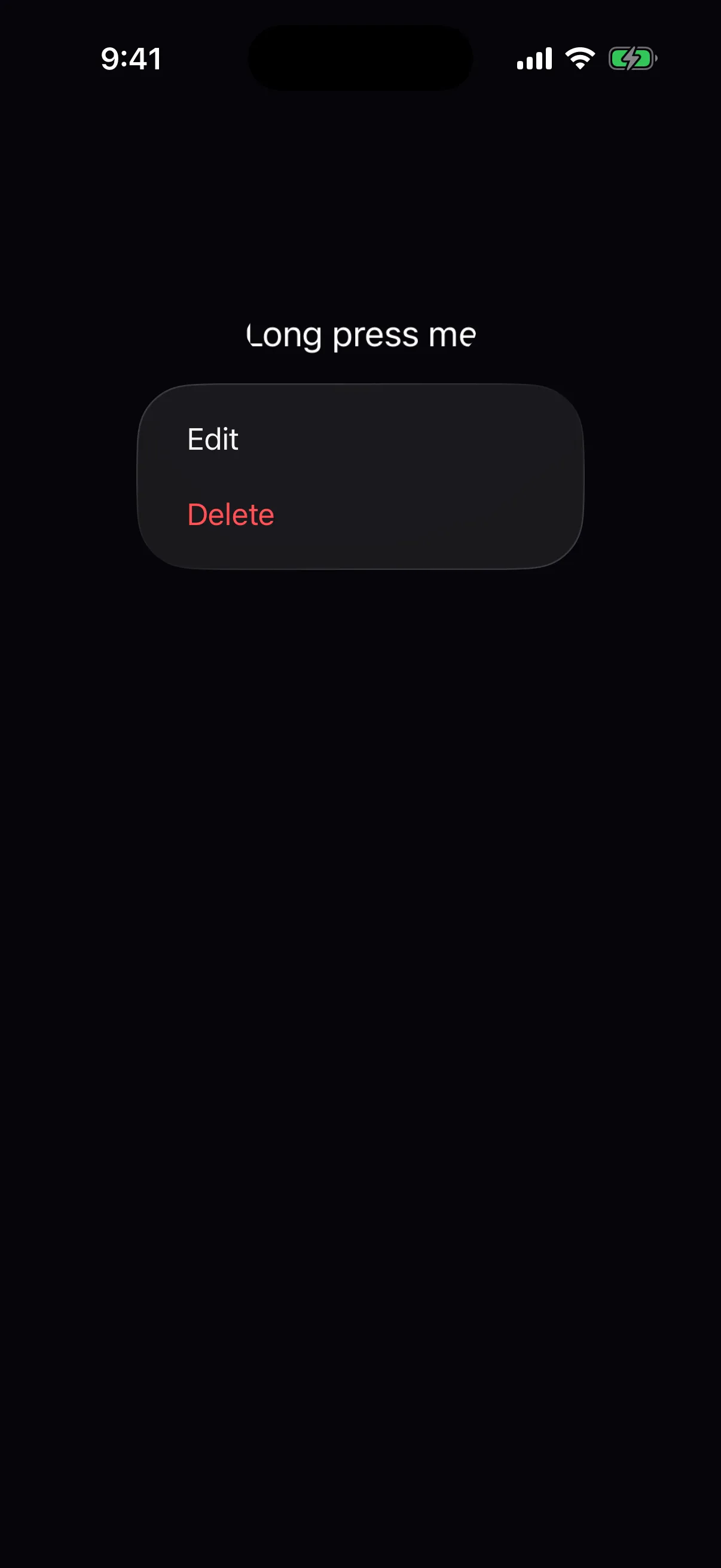 A context menu open under the lifted trigger, listing Edit and a red Delete