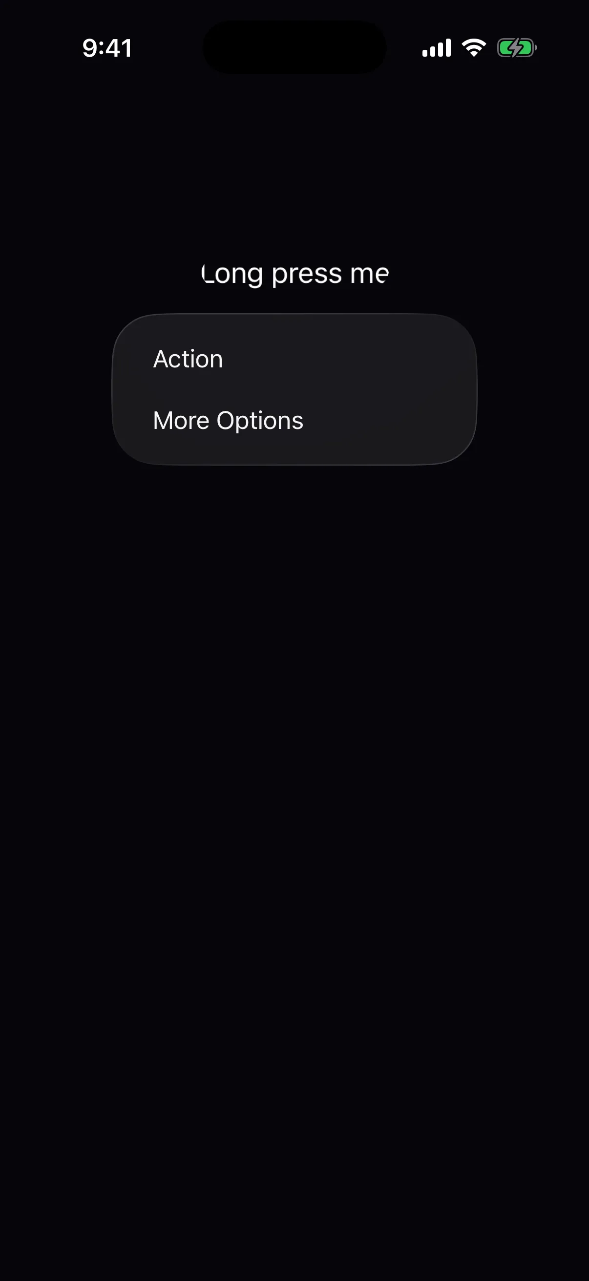 A context menu listing Action and More Options