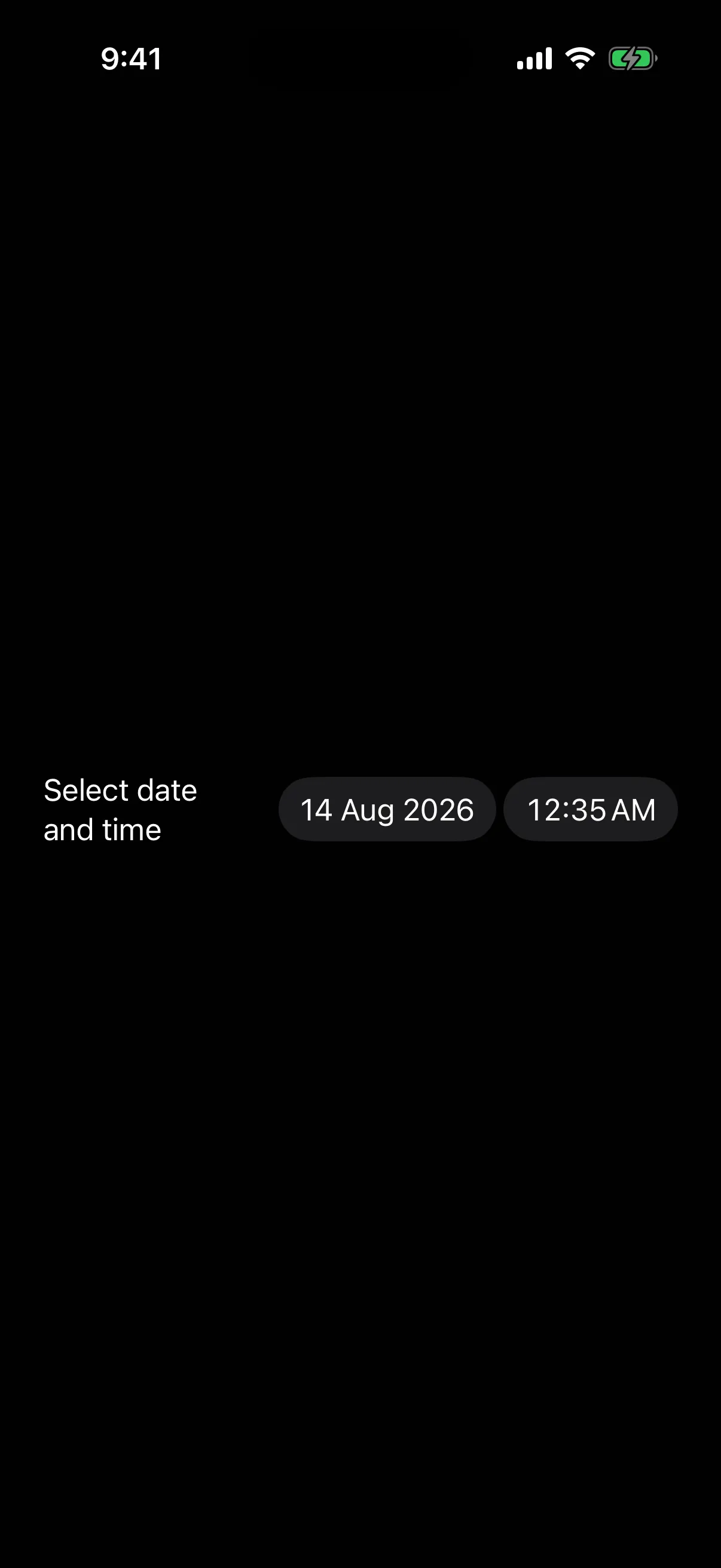 A Select date and time row with separate date and time buttons