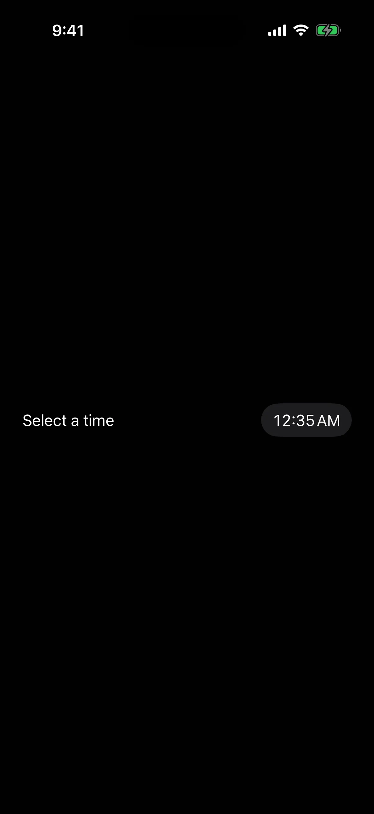 A Select a time row with the current time in a compact button