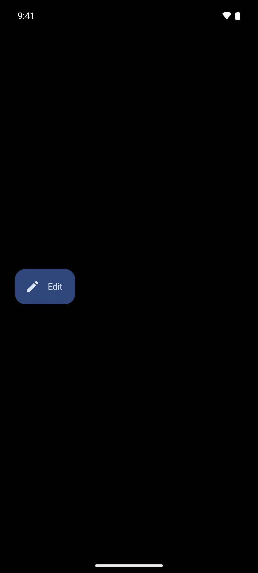 An extended floating action button with a pencil icon and the label Edit