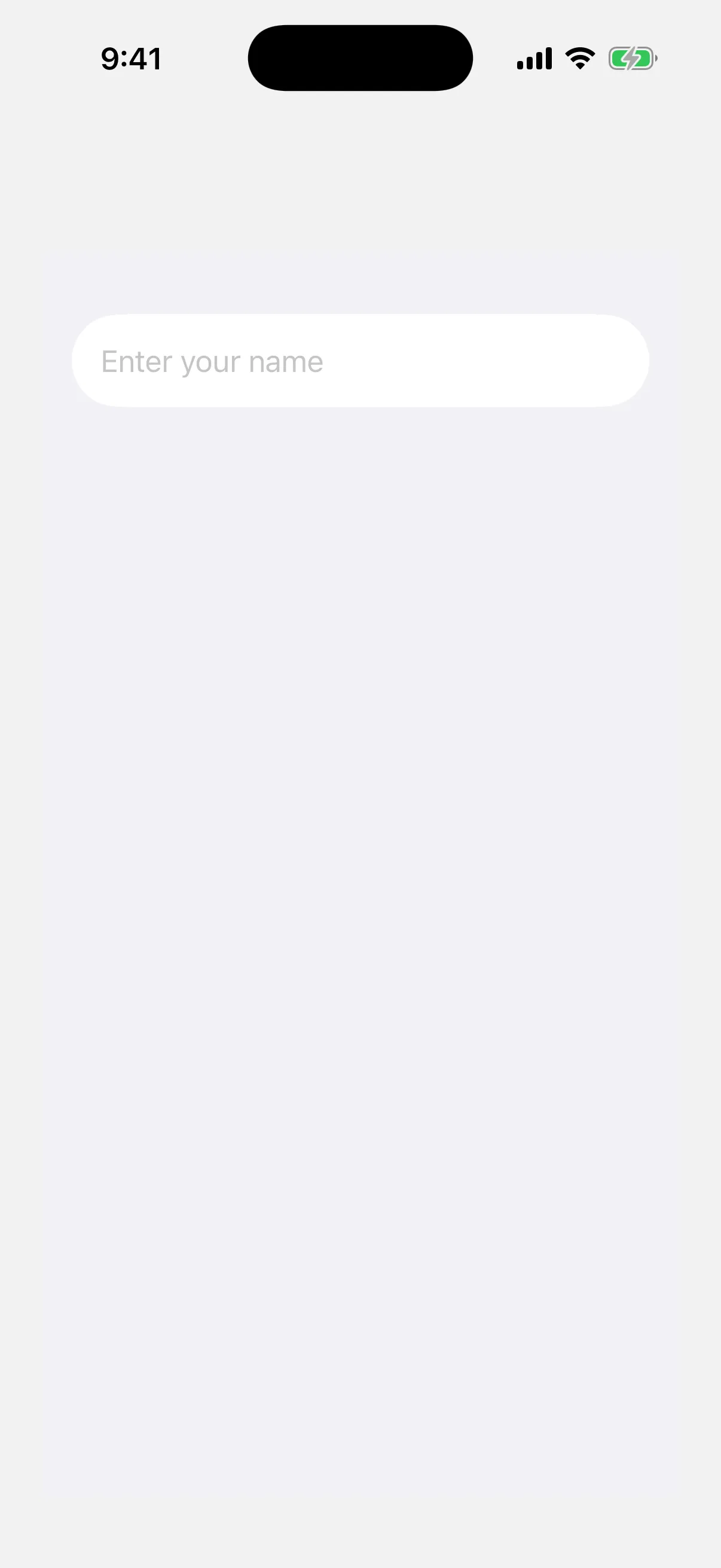 A form holding a single Enter your name text field