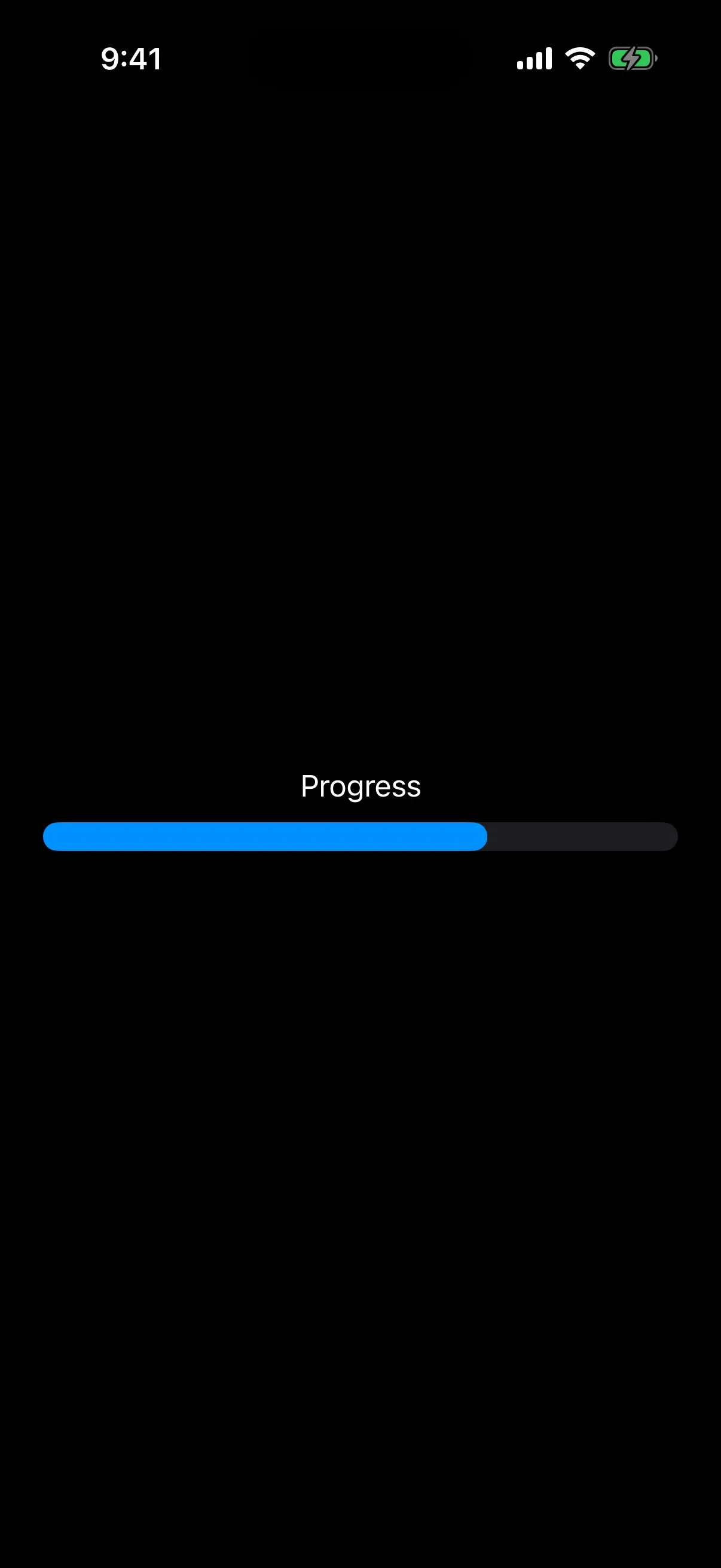 A gauge with a Progress label rendered on iOS