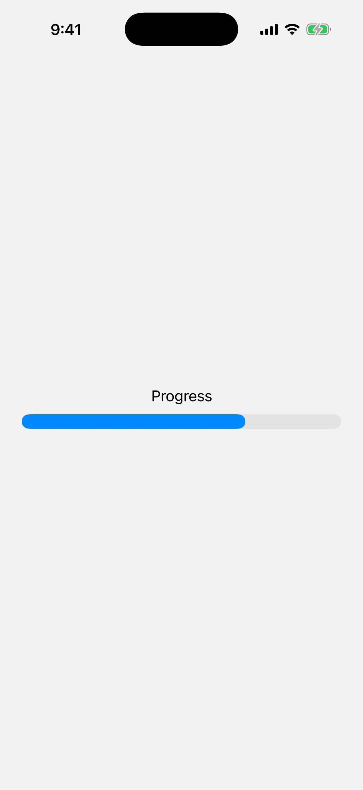 A gauge with a Progress label rendered on iOS