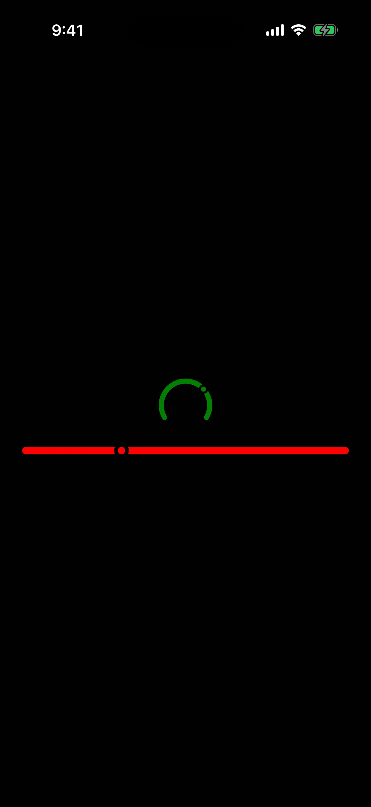 A green circular gauge and a red linear gauge rendered on iOS