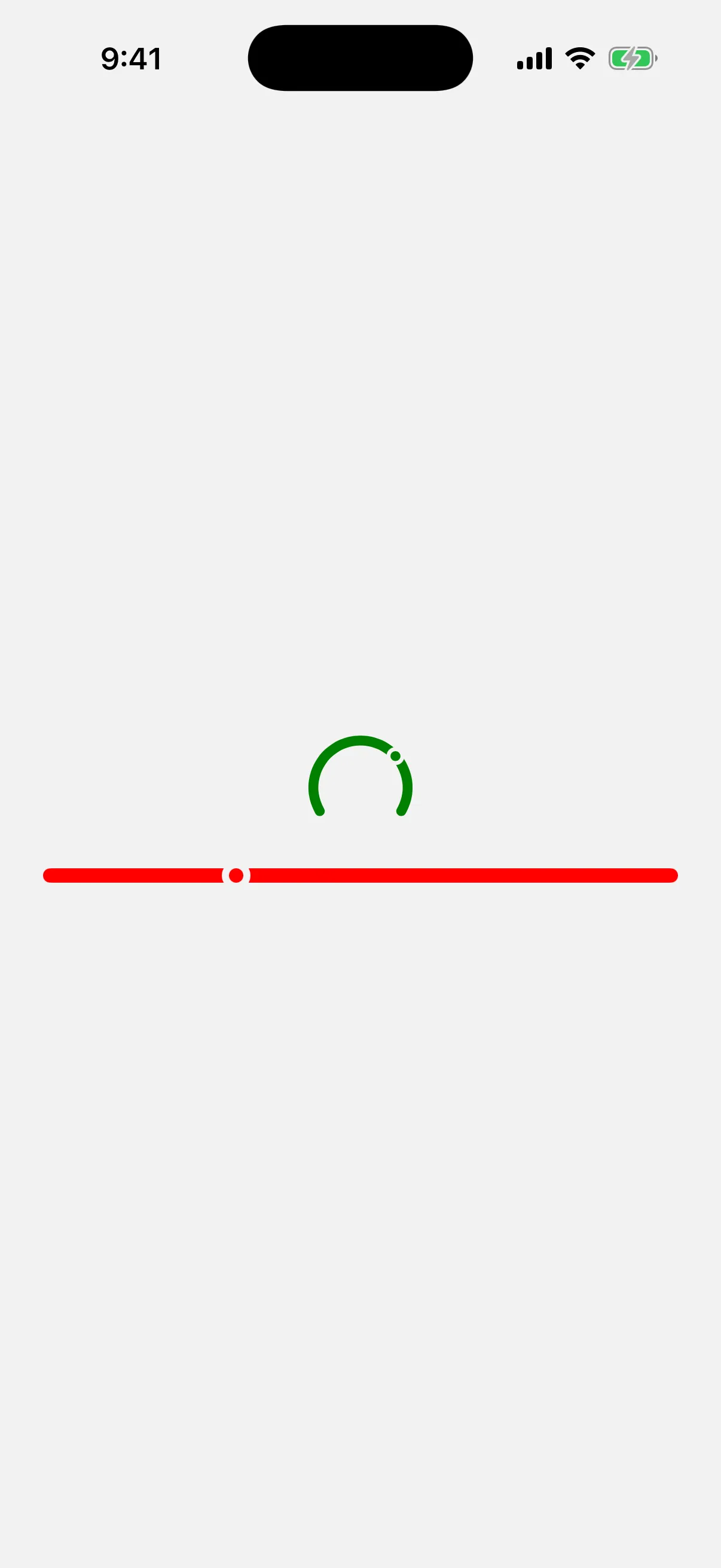 A green circular gauge and a red linear gauge rendered on iOS