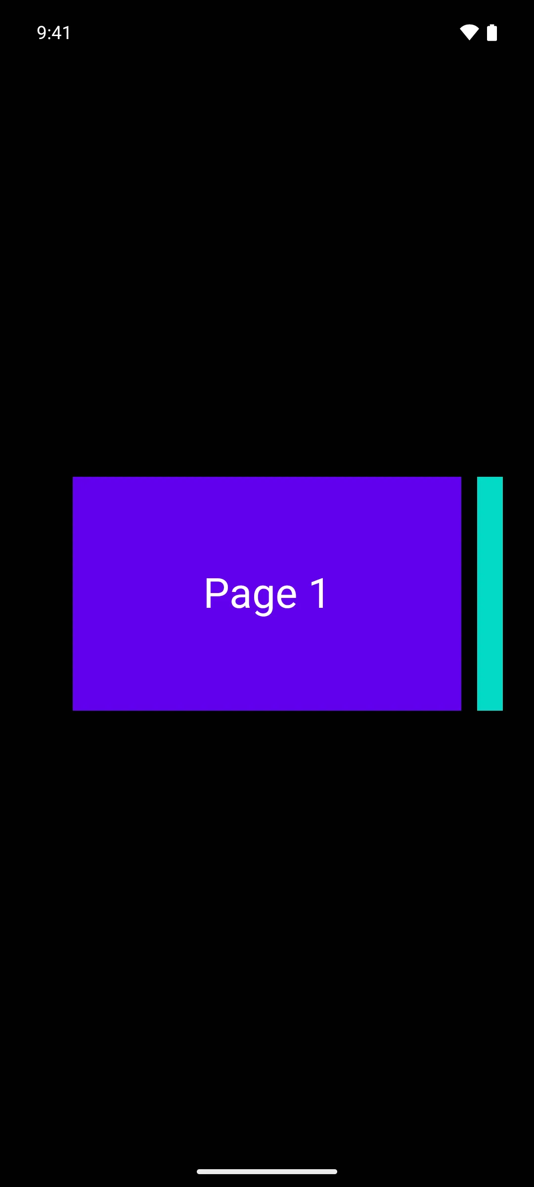 A pager page inset from the screen edges with the next page peeking on the right