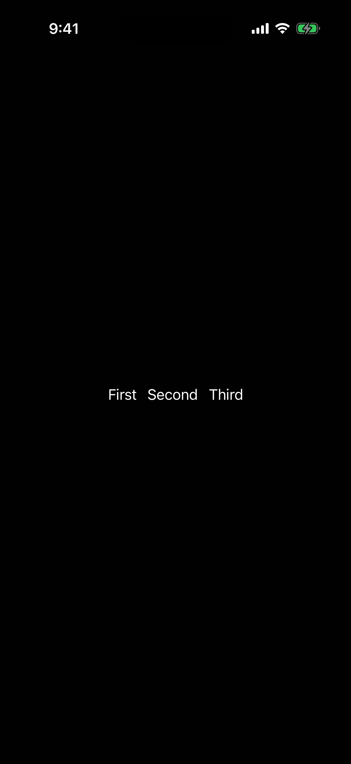 First, Second, and Third text items arranged horizontally in an HStack