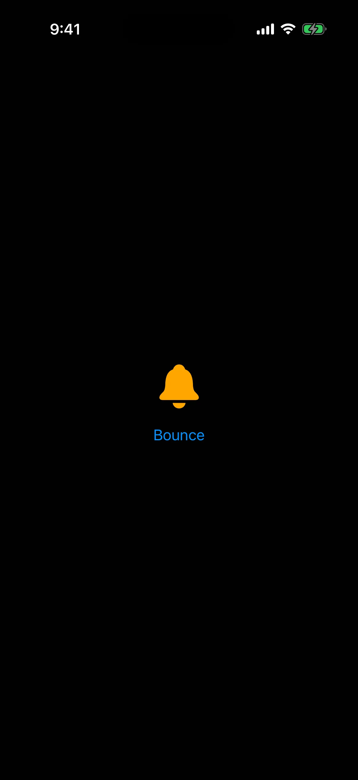An orange bell SF Symbol above a Bounce button