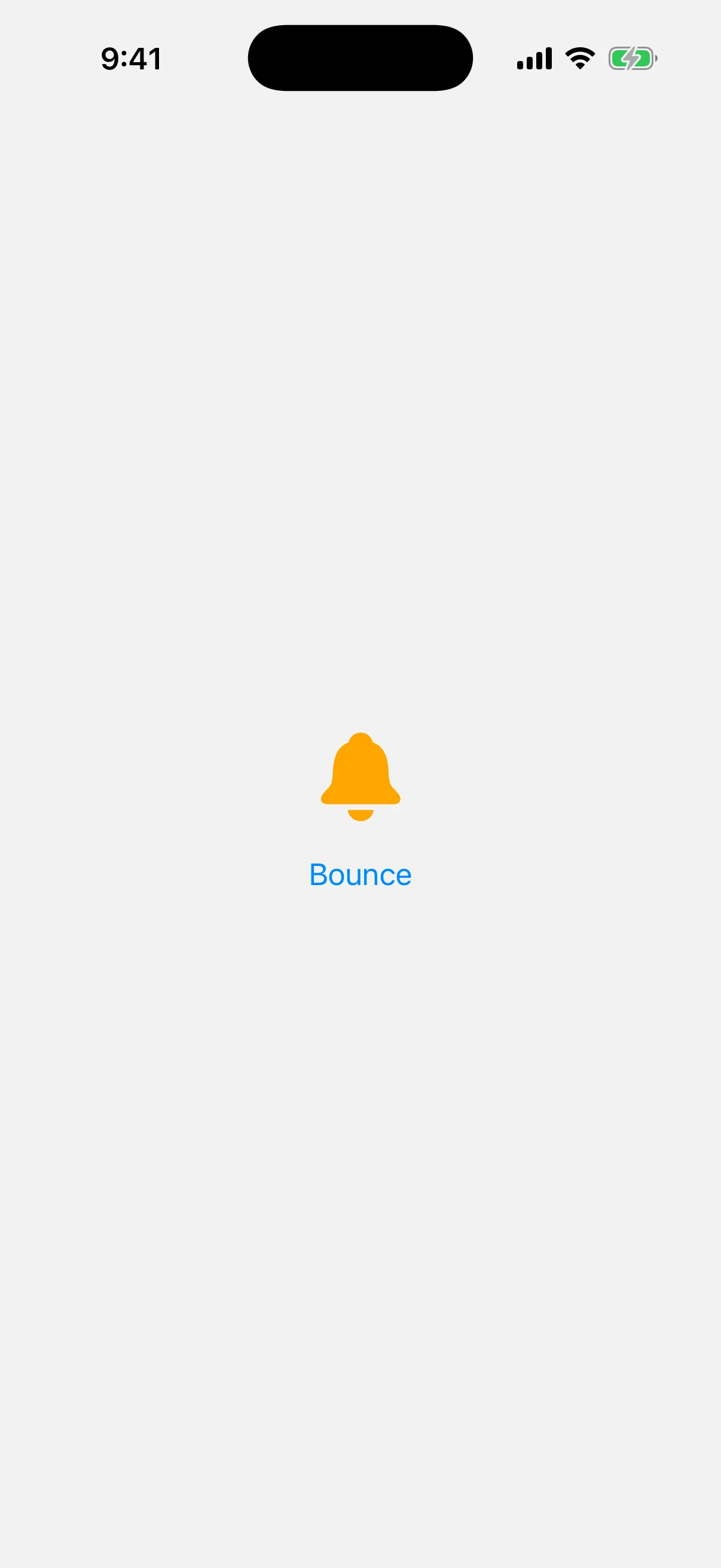 An orange bell SF Symbol above a Bounce button