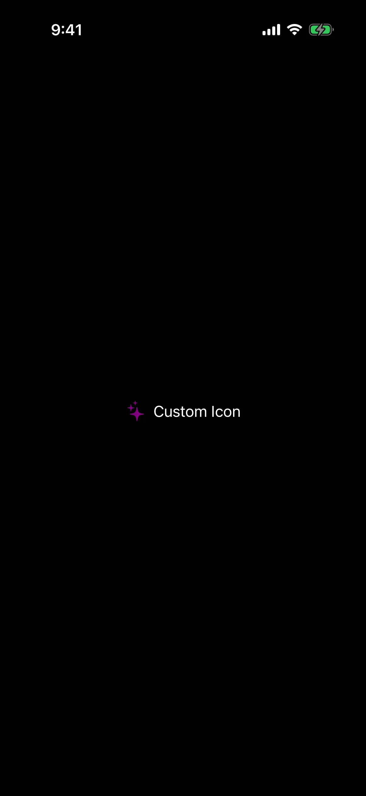 A purple sparkles SF Symbol next to the title Custom Icon