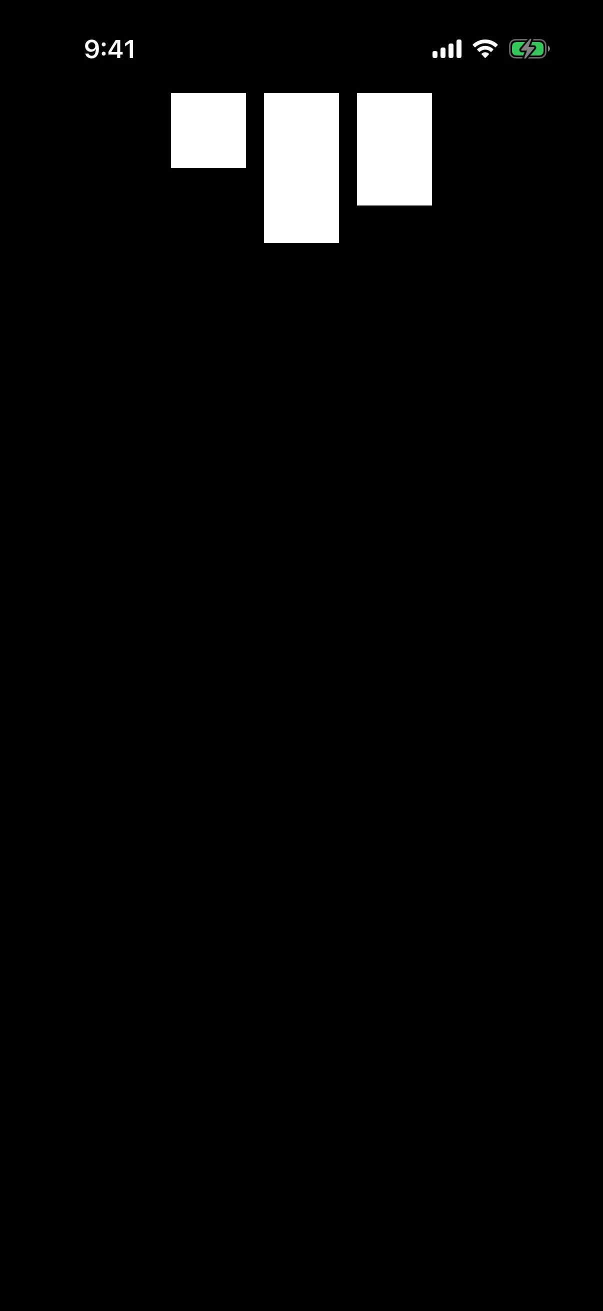 Three rectangles of different heights in a row, aligned along their top edges.