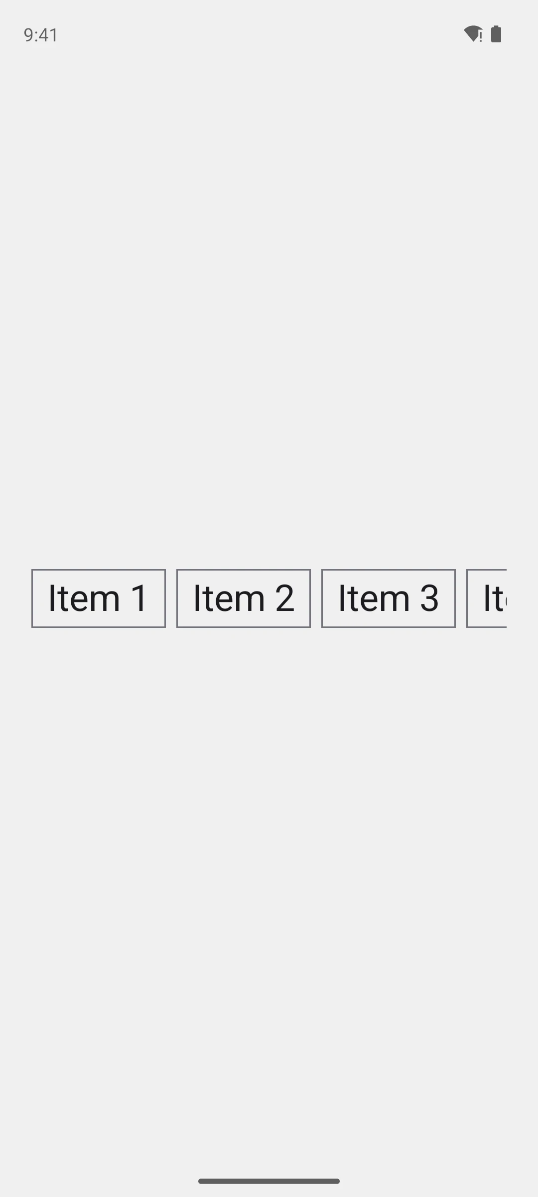 Outlined items in a horizontal row, scrolling off the right edge of the screen